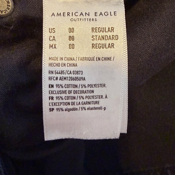 American Eagle Black Jeans Size 00 Regular Soft Stretch Denim - Picture 2 of 4